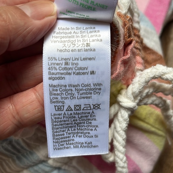 J. Crew Linen Blend Striped Paper Bag Drawstring Pants Pastel Pink Size S - Picture 11 of 15